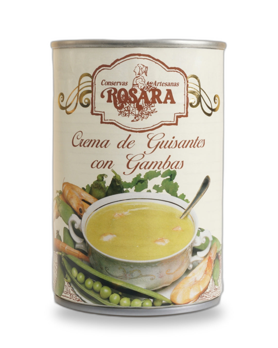 Crema de Guisantes con Gambas Rosara