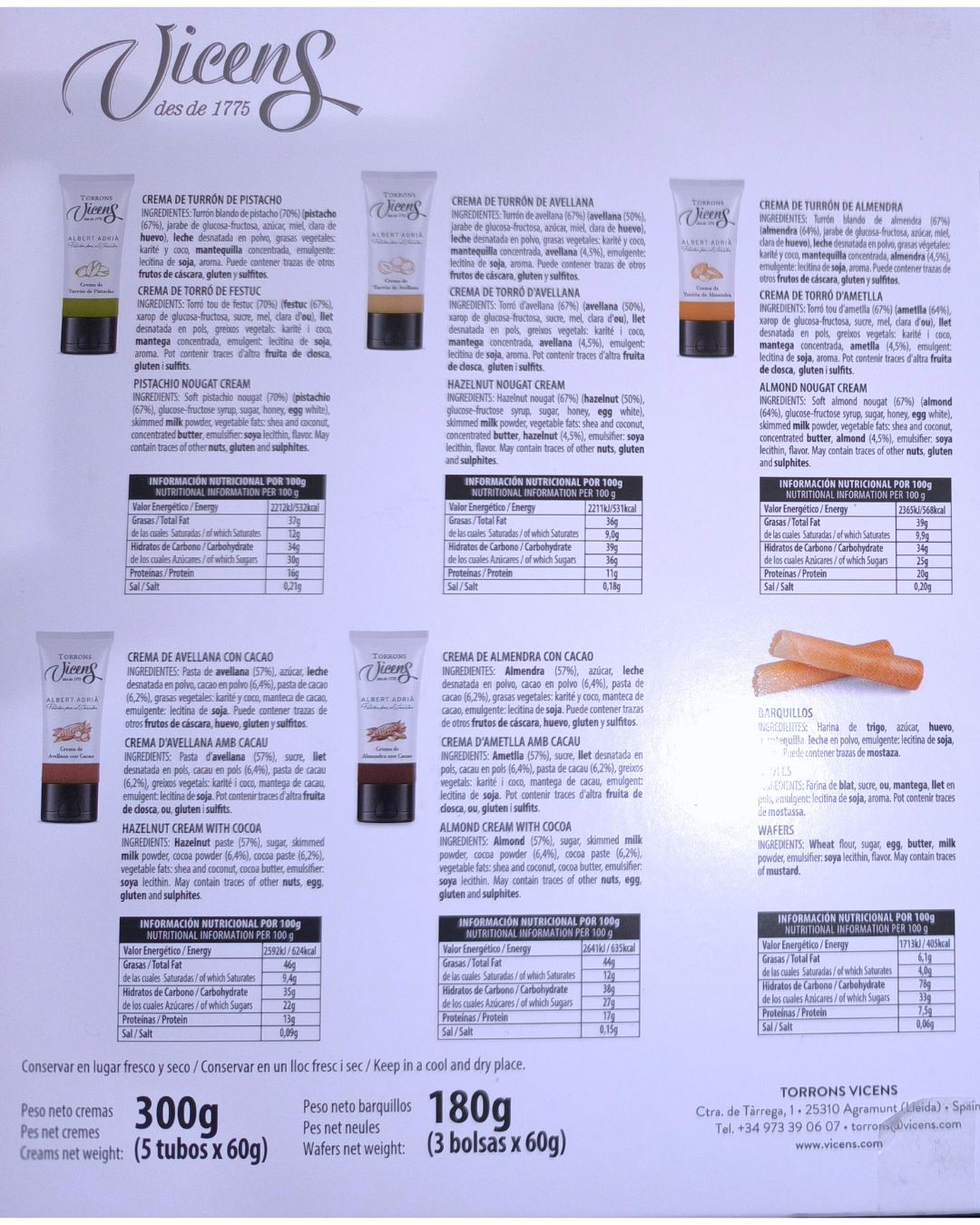 Estuche de 5 tubos de Crema de Turrón con Neulas by Albert Adrià
