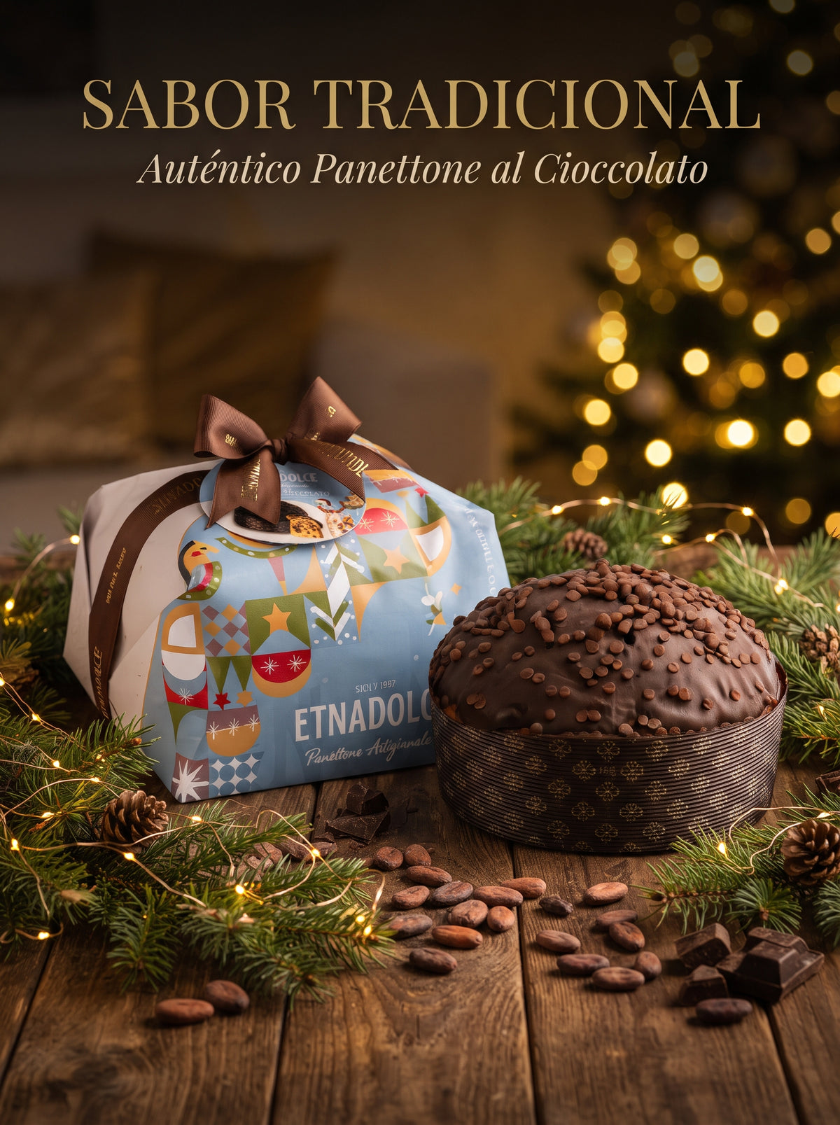 Etnadolce · Panettone con Gotas de chocolate 750 gr.